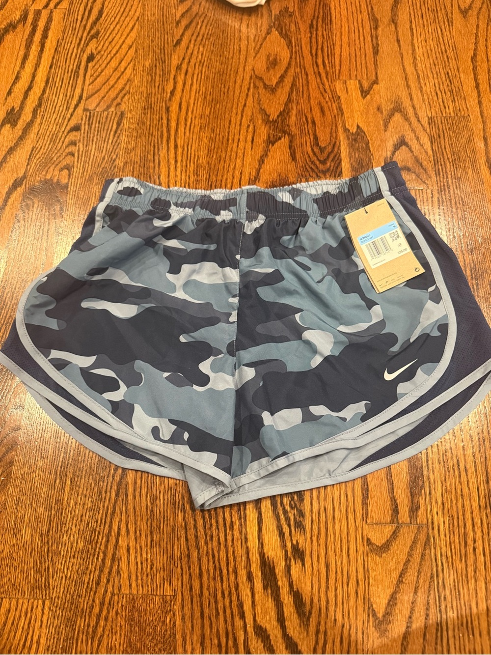 Nike Women's Gray and Navy Camo Athletic Shorts